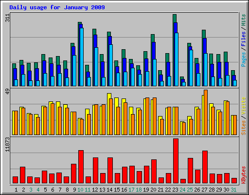 Daily usage for January 2009