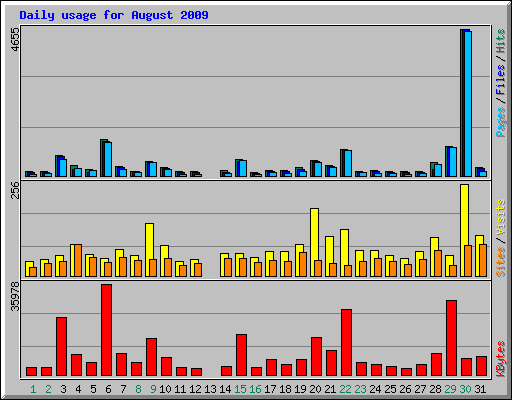 Daily usage for August 2009