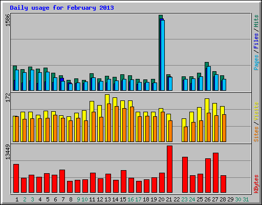 Daily usage for February 2013