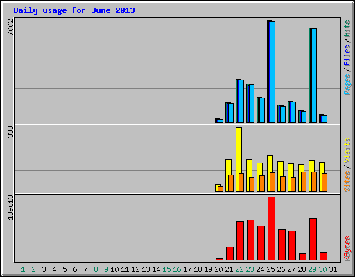 Daily usage for June 2013