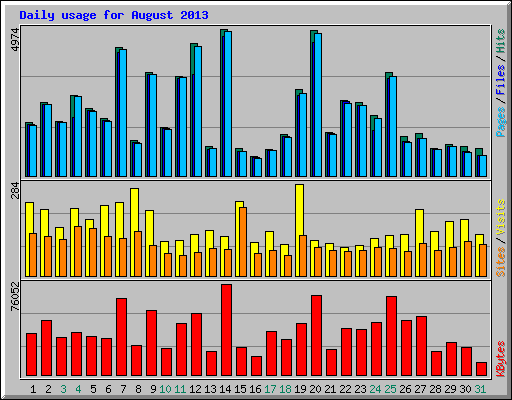 Daily usage for August 2013