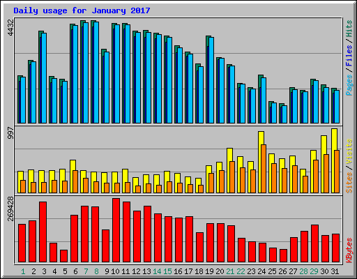 Daily usage for January 2017