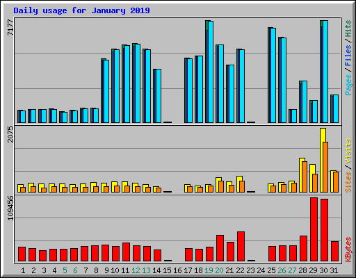 Daily usage for January 2019