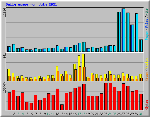 Daily usage for July 2021