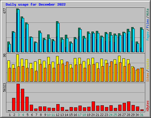 Daily usage for December 2022