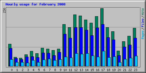 Hourly usage for February 2008