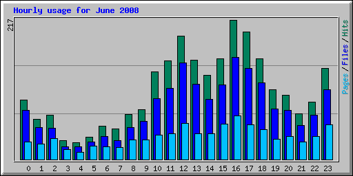 Hourly usage for June 2008