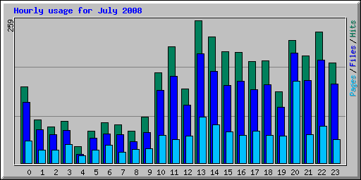 Hourly usage for July 2008