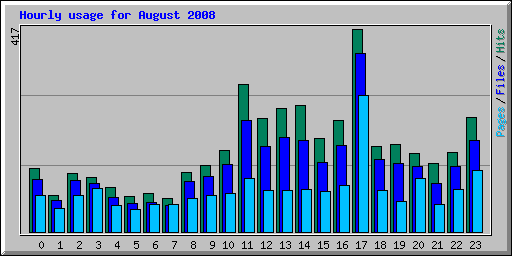 Hourly usage for August 2008