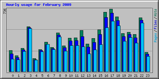 Hourly usage for February 2009