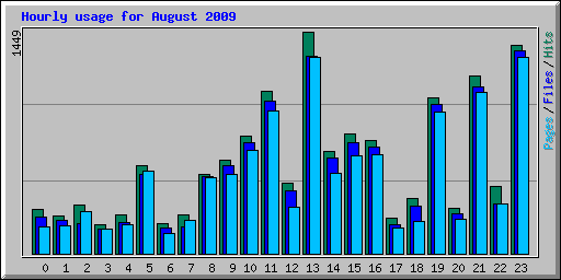 Hourly usage for August 2009