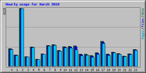 Hourly usage for March 2010