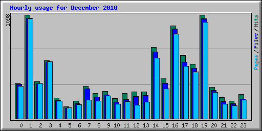 Hourly usage for December 2010