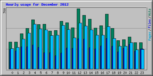 Hourly usage for December 2012