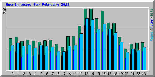 Hourly usage for February 2013